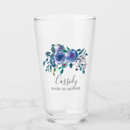 Chic Paars Floral Wedding Monogram Bridesmaid Glas