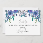 Chic Paars Floral zal je mijn Bridesmaid zijn Kaart (Voorkant)