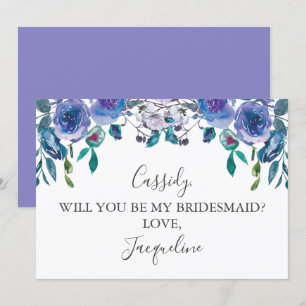 Chic Paars Floral zal je mijn Bridesmaid zijn Kaart