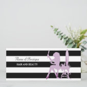 Chic Paars Girl Stripes Salon Gift Certificate (Staand voorkant)