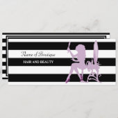 Chic Paars Girl Stripes Salon Gift Certificate (Voorkant / Achterkant)