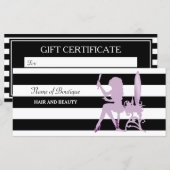 Chic Paars Girl Stripes Salon Gift Certificate (Voorkant / Achterkant)