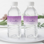 Chic Paars Glitter Drip 30th Birthday Party Waterfles Etiket