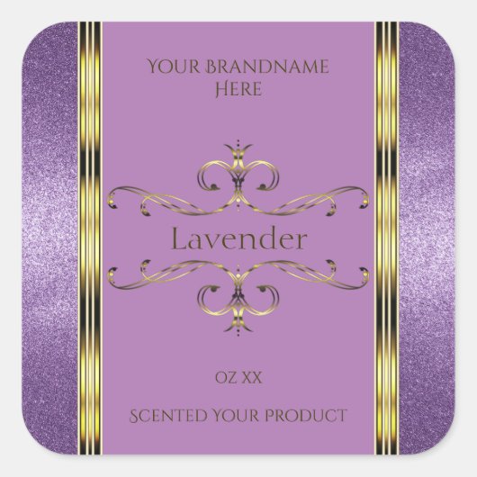 Chic Paars Glitter en Gold  Product Labels (Voorkant)