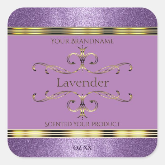 Chic Paars Glitter en Gold  Product Labels (Voorkant)