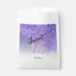 Chic Paars Glitter Sweet 16 Birthday Bedankzakje