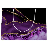 Chic paars Gold Agate Marble Gift Bag Groot Cadeauzakje (Voorkant)