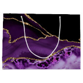 Chic paars Gold Agate Marble Gift Bag Groot Cadeauzakje (Achterkant)