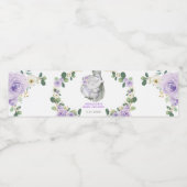 Chic Paars Gold Floral Elephant Baby shower Favor Waterfles Etiket (Enkel label)
