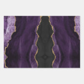 Chic Paars Gold Glitter Agate Abstract Inpakpapier Vel (Voorkant 3)