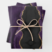 Chic Paars Gold Glitter Agate Abstract Inpakpapier Vel (In situ)