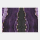 Chic Paars Gold Glitter Agate Abstract Inpakpapier Vel (Voorkant)