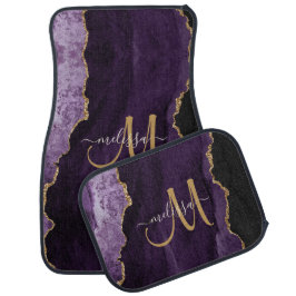 Chic Paars Gold Glitter Agate Custom Monogram Automat