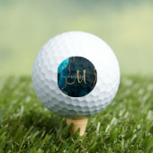 Chic Paars Gold Glitter Agate Custom Monogram Gol Golfballen (Insitu Shirt)