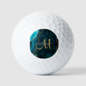 Chic Paars Gold Glitter Agate Custom Monogram Gol Golfballen (Voorkant)