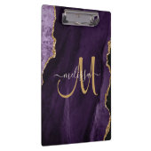 Chic Paars Gold Glitter Agate Custom Monogram Klembord (Rechts)