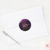 Chic Paars Gold Glitter Agate Custom Monogram Ronde Sticker (Envelop)