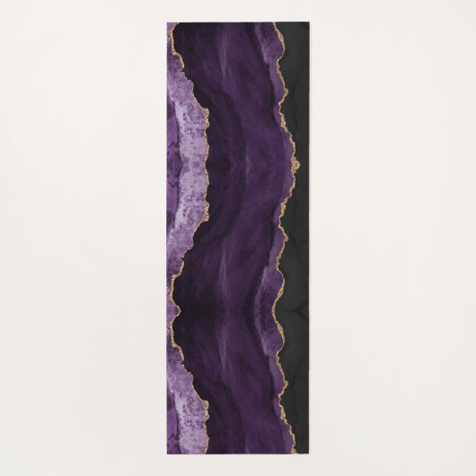 Chic Paars Gold Glitter Agate Custom Monogram Yogamat (Achterkant)