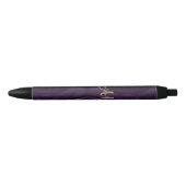 Chic Paars Gold Glitter Agate Custom Monogram Zwarte Inkt Pen (Voorkant)