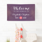 Chic Paars & Gold Glitter Sparkle Wedding Banner (Insitu)
