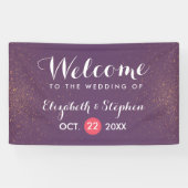 Chic Paars & Gold Glitter Sparkle Wedding Banner (Horizontaal)