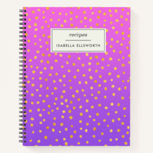 Chic Paars Gold Polka Dot Personalized Recipe Notitieboek