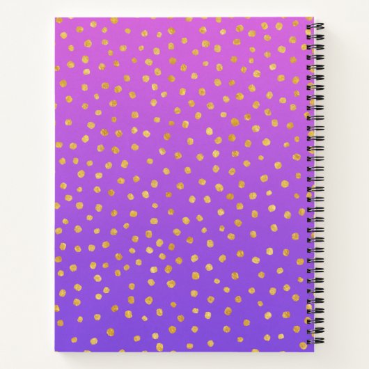 Chic Paars Gold Polka Dot Personalized Recipe Notitieboek (Achterkant)