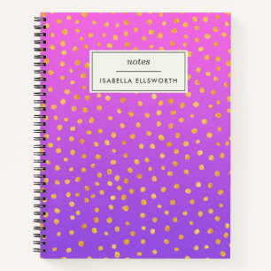 Chic Paars Gold Polka Dot Personalized Writing Notitieboek