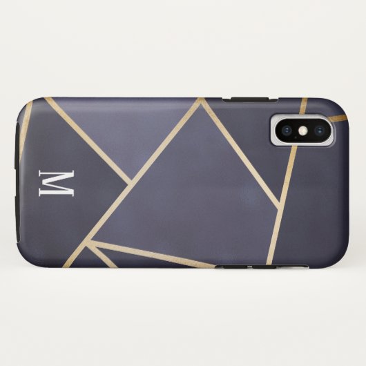 Chic Paars & Goud Abstract Monogram Case-Mate iPhone Case (Achterkant (horizontaal))