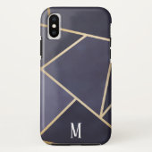 Chic Paars & Goud Abstract Monogram Case-Mate iPhone Case (Achterkant)