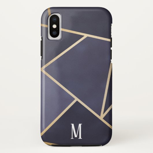 Chic Paars & Goud Abstract Monogram Case-Mate iPhone Case (Achterkant)