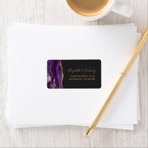 Chic Paars Goud Donker Huwelijk RSVP Zelf-Adres Etiket