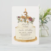 Chic Paars Herfst najaar 3rd Birthday Cake Kaart (Staand voorkant)