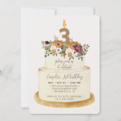 Chic Paars Herfst najaar 3rd Birthday Cake Kaart (Voorkant)