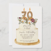 Chic Paars Herfst najaar 70e Birthday Cake Kaart (Voorkant)