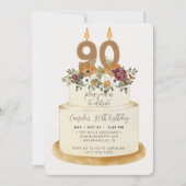 Chic Paars Herfst najaar 90e Birthday Cake Kaart (Voorkant)