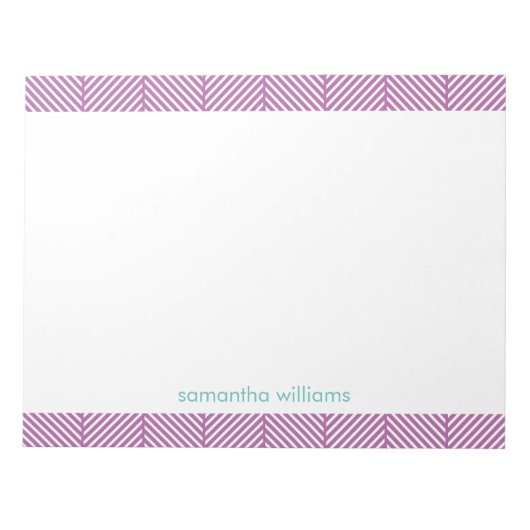 Chic Paars Herringbone Pattern Notitieblok (Voorkant)