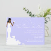 Chic Paars hier komt de Bride Shower uitnodigen Kaart (Staand voorkant)