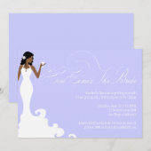 Chic Paars hier komt de Bride Shower uitnodigen Kaart (Voorkant / Achterkant)
