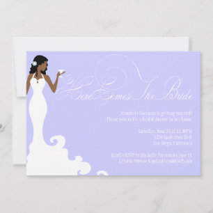 Chic Paars hier komt de Bride Shower uitnodigen Kaart