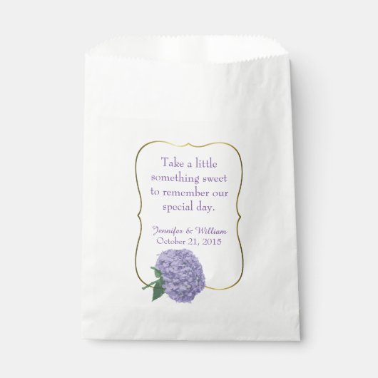 Chic Paars Hydrangea Custom Wedding Favor Bag Bedankzakje (Voorkant)