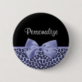Chic Paars Jaguar Leopard Print Lavender Bow Ronde Button 5,7 Cm (Voorkant)