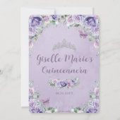 Chic Paars Lila Floral Quinceañera Silver Arch Save The Date (Achterkant)