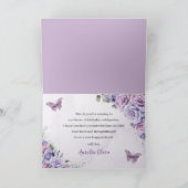 Chic Paars Lila Floral Quinceanera Sweet Sixteen Bedankkaart (Binnen)