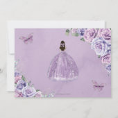Chic Paars Lila Floral Quinceanera Sweet Sixteen Save The Date (Achterkant)