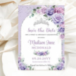 Chic Paars Lila Floral Sweet 16 Silver Birthday Save The Date<br><div class="desc">Pas deze chic Quinceañera/lieve 16 verjaardag aan sparen de datum gemakkelijk en snel met uw details, eenvoudig druk de pas het knoop aan om de stijl en de plaatsing van de tekst verder te herschikken en te formatteren. Deze mooie opslagkaart bevat prachtige paarse, lila, lavendere florale en zilveraccenten voor de...</div>