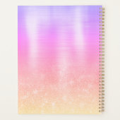 Chic paars oranje ombre glitter druppelt monogram planner (Achterkant)
