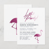 Chic Paars Painted Flamingo Modern Birthday Party Uitnodiging Briefkaart (Voorkant / Achterkant)