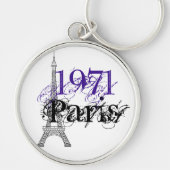Chic Paars Paris Eiffel Tower 50th Birthday Sleutelhanger (Voorkant)