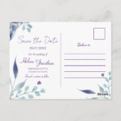 Chic Paars pasta Floral Wedding Save the Date Briefkaart (Achterkant)